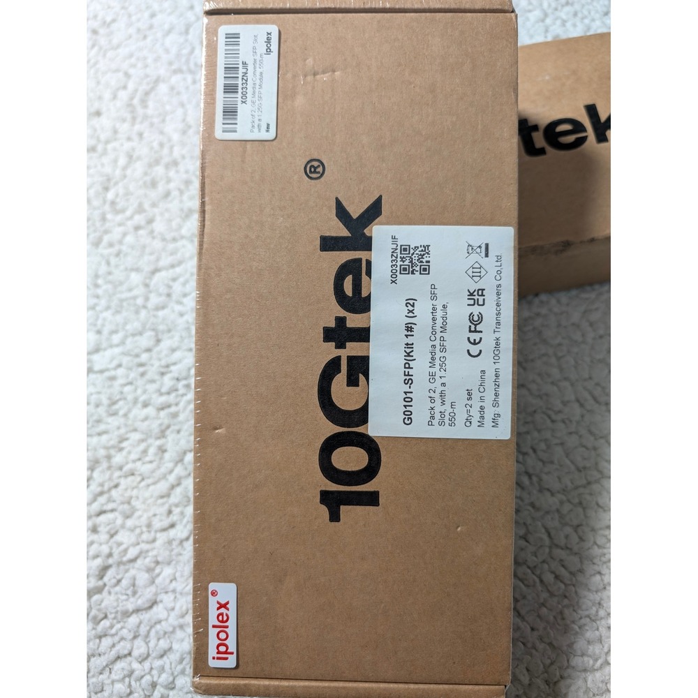 10gtek ipolex GE Media Converter SFP G0101-SFP(Kit 1#) 1.25G 550m 850nm 2 Pack